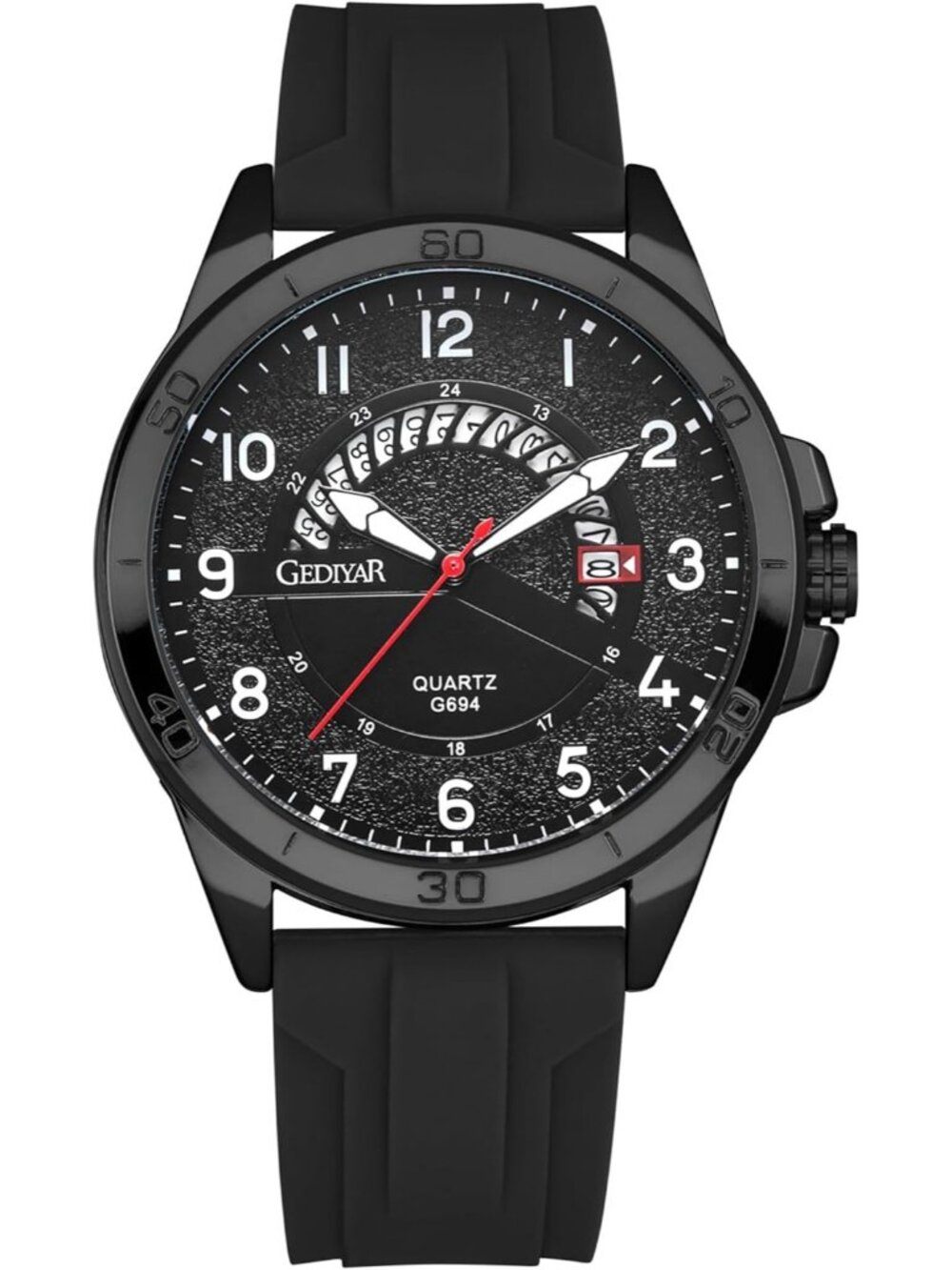 Men's Black Analog Quartz Silicone Strap Military Stylish Waterproof Wrist Watch